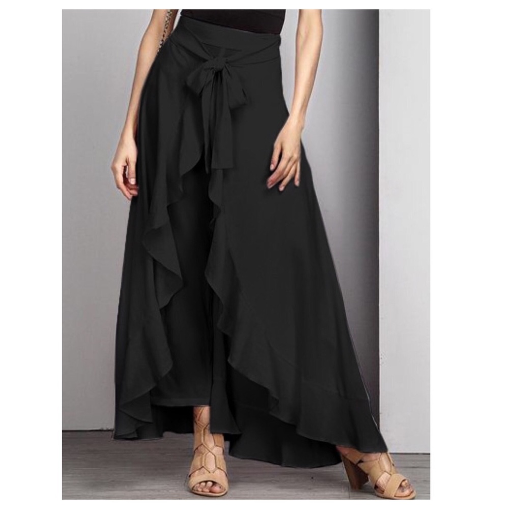 Black Flutter Pants - Picture 1 of 6